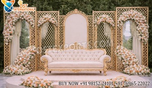 Elegant Mughal Style Laser Cut Backdrop <b>Frames</b> For Stage Decor Modern Jali Style Nikkah <b>Wedding</b> Stage Metal Backdrop Panels Sale - Product Image 3
