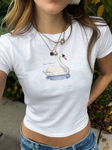 เสื้อยืดฤดูร้อนสำหรับผู้หญิง เสื้อถักลำลอง พิมพ์ลาย Spice Girl เสื้อยืดแขนสั้น - Product Image 4