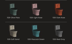 WC monobloc en céramique noir mat à poser au sol, double chasse, écologique, à fermeture lente, design moderne, pour villa et école, Cyclone - Product Image 6