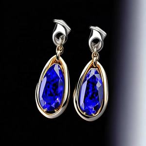 Boucles d'oreilles personnalisées style vintage en argent sterling 925 à vis bleu hydro pour femmes filles mariages - Product Image 2