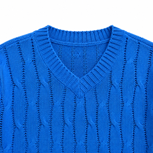 Suéter de Punto Jacquard con Cuello en V para Mujer, Top de Punto de Manga Larga para Invierno |   Fabricante OEM ODM Bangladesh - Product Image 5