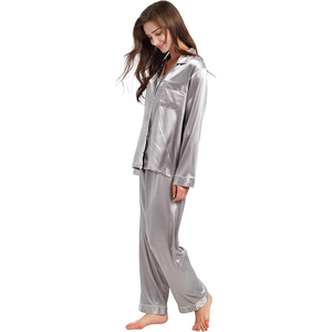 Ensemble de pyjama en satin doux uni pour l'été, taille élastique personnalisable, short de nuit – Vente chaude - Product Image 4
