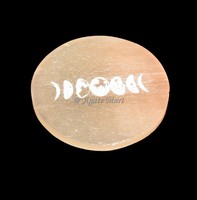 Plaque de Recharge en Agate et Sélénite de Haute Qualité, Gravée des Phases Lunaires, Polie, du Gujarat, pour la Divination Spirituelle et l'Artisanat (Vente en Gros)