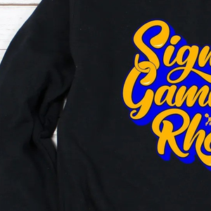 Sigma Gamma Rho Retro Crewneck <b>Sweatshirt</b> Black Color Custom Greek Letter Printed Pullover Casual <b>Long</b> Sleeve Fleece - Product Image 3