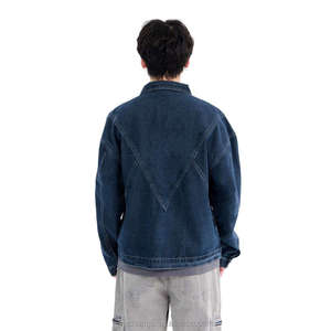 <b>Men's</b> <b>Denim</b> <b>Jacket</b> 100% Cotton Solid Color Turn-down Collar Casual Loose Fit Regular Sleeve Washed Finish Autumn Wear - Product Image 2