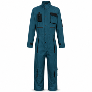 Combinaison de travail pour homme respirante à deux tons, en sergé de coton poly, avec poches cargo, taille élastique, uniforme de technicien industriel - Product Image 1