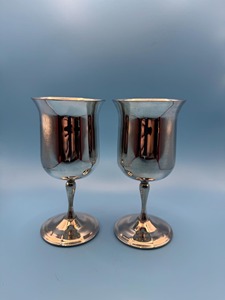 Wine Serving Classic Metal Cups Set Of 2 Durable Handmade Stainless Steel Bell Shape <b>Goblets</b> For Wedding - Product Image 2