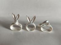 Meilleures ventes : Anneaux de serviette en métal faits à la main avec oreilles de lapin argentées, décoration de table élégante, accessoires de repas pour Pâques, mariages, événements et maison