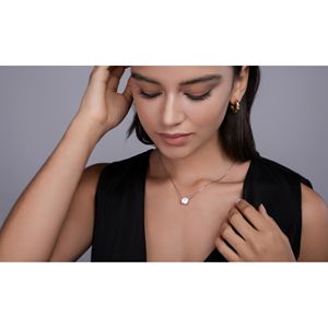 Mirage in the Mirror - Conjunto de Collar y Pendientes de Joyería Moderna y Elegante, Anillos Octogonales de Plata de Ley S925 con Moissanita de 9*11 mm - Product Image 4