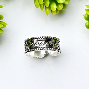 925 Sterling <b>Silver</b> Vintage Toe Leaf Design <b>Adjustable</b> Handmade Wedding <b>Ring</b> for Women - Product Image 3