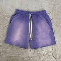 Shorts en coton personnalisés avec logo frontal, écologiques, vintage, brodés, effet vieilli, délavés au soleil, bords coupés, délavage à l'acide pour hommes