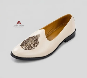 Asken Atelier Handmade <b>Men's</b> Embroidery Sherwani Traditional Indian Wedding Slip-On <b>Shoes</b> Synthetic Upper All Seasons - Product Image 4