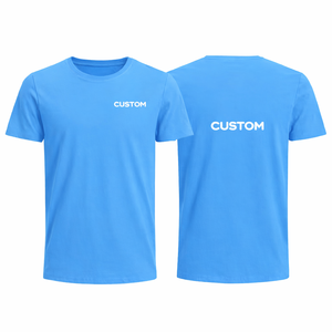 เสื้อยืดคอกลมสีฟ้าสำหรับผู้ชาย ผ้าฝ้าย 100% แขนสั้น ทรงปกติ แห้งเร็ว ระบายอากาศดี สไตล์สตรีทแฟชั่น เสื้อฤดูร้อน - Product Image 1