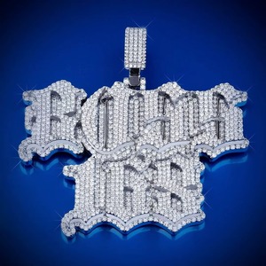 Hip Hop Jewelry Men's Iced Out Letter Name <b>Pendant</b> 925 Sterling <b>Silver</b> VVS Moissanite Diamond <b>Initial</b> Custom Logo Letter <b>Pendant</b> - Product Image 6