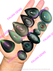 Lote de Gemas Sueltas de Obsidiana Arcoíris Natural y Jaspe Verde de Calidad AAA+ para Joyería Fina, Pendientes y Colgantes FAIJAN GEMS - Product Image 3