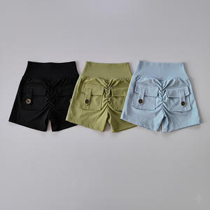 Shorts Deportivos para Mujer, Transpirables, de Secado Rápido, Cintura Alta, Doble Capa, con Remaches y Flores, Impermeables, Ecológicos, Casuales y Deportivos - Product Image 1