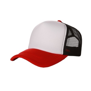 Casquette de camionneur unisexe en maille rouge et noire 100 % acrylique, 6 panneaux, réglable, décontractée, printemps-été, pour adulte, avec broderie - Product Image 3