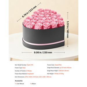 Flores Eternas, Caja con Forma de Corazón con 27 Rosas Preservadas, Ramo de Cumpleaños Inmortal para Mujeres y Esposas, Regalo Eterno - Product Image 5