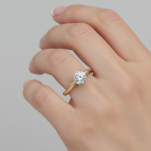 Bague de fiançailles solitaire Stonewels en or massif avec anneau rond en corde |   Diamant de laboratoire serti à griffes pour un luxe certifié - Product Image 3