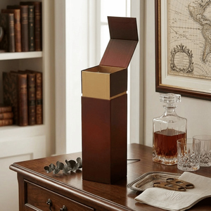 Eco Friendly Kraft Paper Bottle Gift <b>Box</b> |Matt Laminated Embossed Packaging with Sponge Lining for Single & Double Bottles <b>Brown</b> - Product Image 1