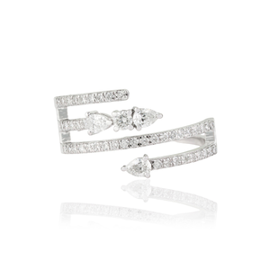 Anillo de Diamantes Naturales al 100% en Oro Blanco K14 de Diseño Moderno y Lujoso, Anillo de Compromiso Único para Novia, Fabricante de Joyería - Product Image 1