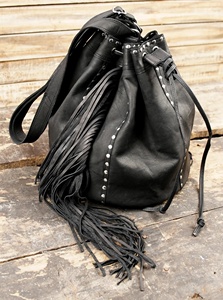 Premium Genuine Leather Fringe Handbag for Women – Vintage Boho Style Shoulder <b>Bag</b> with Tassels & <b>Studded</b> Detail - Product Image 2