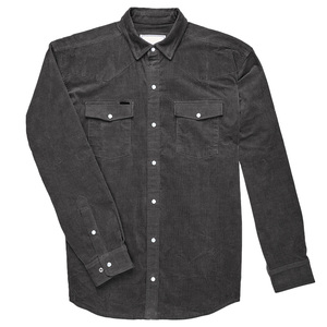 Chemises d'été respirantes pour hommes en popeline noire style Ranger avec trou pour lunettes, étiquettes personnalisées et boutons pression perlés - Product Image 1
