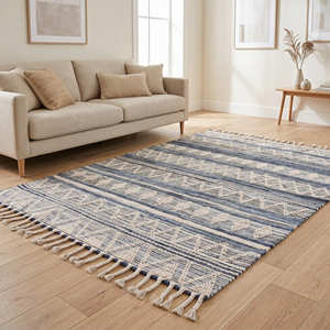 Tapis de couloir en coton style ferme avec détails tissés texturés pour couloir, chambre et décoration intérieure contemporaine - Product Image 4