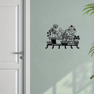 Appendiabiti da parete a doppio livello CIFbuy con 6 ganci, design a vaso, in legno rustico, per organizzazione e decorazione di casa, cucina e bagno - Product Image 3
