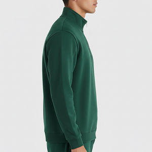 Prix de gros – Sweat-shirt homme 100 % coton, uni, couleur unie, hiver, demi-zip, avec appliqué brodé - Product Image 6