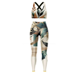 Conjunto de Yoga Personalizado al por Mayor para Mujer, 2 Piezas, Sujetador Deportivo, Leggings de Cintura Alta, Ropa Deportiva Estampada para Gimnasio, Traje a Juego para Entrenamiento, OEM - Product Image 2