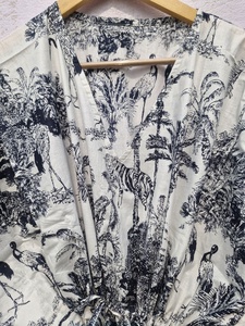 Tropical Print Cotton <b>Kaftan</b> Dress Women Summer <b>Maxi</b> Midi Beach Wear Loose Boho <b>Kaftan</b> Wholesale Resort Wear Dress - Product Image 3