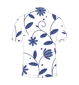 เสื้อโปโลผู้ชายสีขาวพิมพ์ลายดอกไม้สีฟ้าแขนสั้นลำลองแฟชั่นฤดูร้อน - Product Image 2