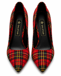 Zapatos de Tacón Alto de Moda con Diseño de Tartán y Punta Puntiaguda para Mujer, Ideales para Bodas y Fiestas - Product Image 1