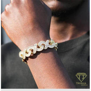 Premium Statement <b>Bracelet</b> with Unique <b>Infinity</b> Link Construction and Fully Flooded Baguette Stone Setting - Product Image 4