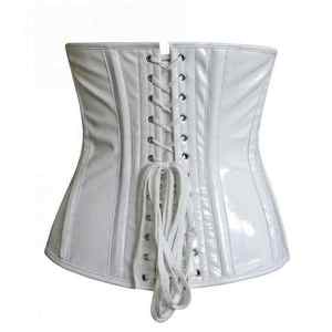 Corset amincissant noir et jaune en similicuir PU pour femme avec fermeture à agrafes, maintien ferme - Product Image 2