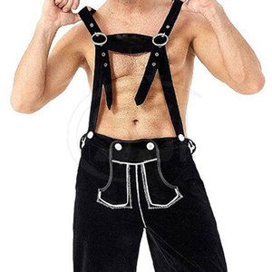 Shorts en Lederhosen pour homme, décontractés, unis, avec fermeture boutonnée et coutures traditionnelles, d'inspiration bavaroise, pour les occasions culturelles et les fêtes - Product Image 2
