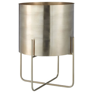 Nordic Brass Gold Metal Floor Flower Pot Large Cylinder Indoor <b>Plant</b> Pot Holder <b>Tall</b> <b>Standing</b> Planter for Living Room Flower Pot - Product Image 1