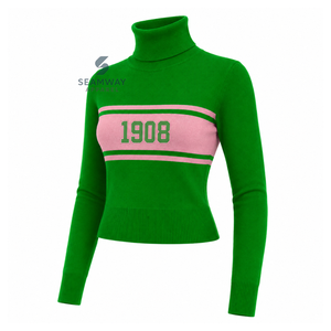 Alpha |   Kapa |   Pull à col roulé Alpha Sorority pour femme, tricoté, col montant, décontracté, style polo - Product Image 2