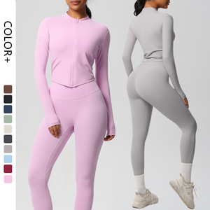 Conjunto Deportivo Personalizado para Mujer, con Hombros Descubiertos, Manga Corta, Cintura Elástica, Logotipo Frontal, Bloques de Color, Transpirable, para Verano - Product Image 1