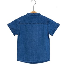 เสื้อเชิ้ตเดนิมเด็กชาย แขนสั้น คอจีน ลำลอง สีพื้น ผ้าฝ้าย ทรงปกติ มีกระเป๋า - Product Image 6