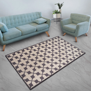 Tapis en laine tufté à la main noir et blanc de haute qualité, motif moderne, fait main, écologique, pour salon, chambre d'enfants, hôtels, bureau - Product Image 1