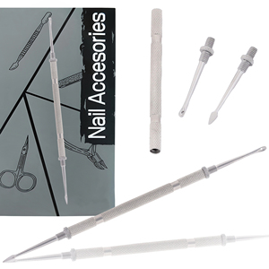 Herramienta de doble punta para remover cutículas y puntos negros, cuchara extractora de acné, herramienta de acero inoxidable para limpieza de poros faciales. - Product Image 3