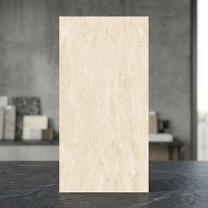 Carreaux de porcelaine émaillée effet marbre Travertino Ivory 60x120, polis, pour sol, finition brillante, Pesos Porcellanitic - Product Image 6