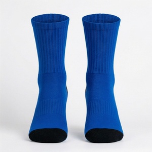 Blue Crew <b>Socks</b> Solid Color Breathable Knitted for Running Daily Use Adults Standard <b>Thickness</b> - Product Image 1