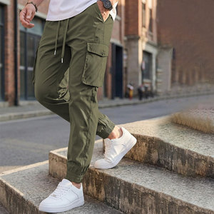 High Streetwear Men's Cargo Pants High Elasticity Waistband Skin Friendly Polyester Cotton Material Cargo Pants - Product Image 6
