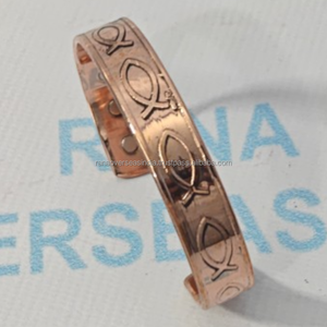 Brazalete Magnético Moderno de Cobre Sólido con Patrón de Pez, 6 Imanes, Alivio del Dolor, Terapia Energética, Artesanía Metálica para Hombres y Mujeres - Product Image 4