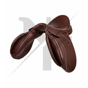 Selle de dressage en cuir véritable de qualité supérieure, personnalisable, avec blocs de genouillères, coussinets de siège rembourrés, cuir naturel souple, quincaillerie nickelée - Product Image 2