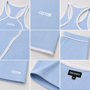 Mini Skirt Set Breathable Stretch Fashion Wear Supplier Women Ribbed Matching Crop Top and Skirt Set Custom Logo Private Label - Product Image 5