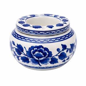 Classic <b>Portable</b> Round Ceramic Cigar <b>Ashtray</b> with Three Grooves Decorative Design for Home Cafe Restaurant - Product Image 2